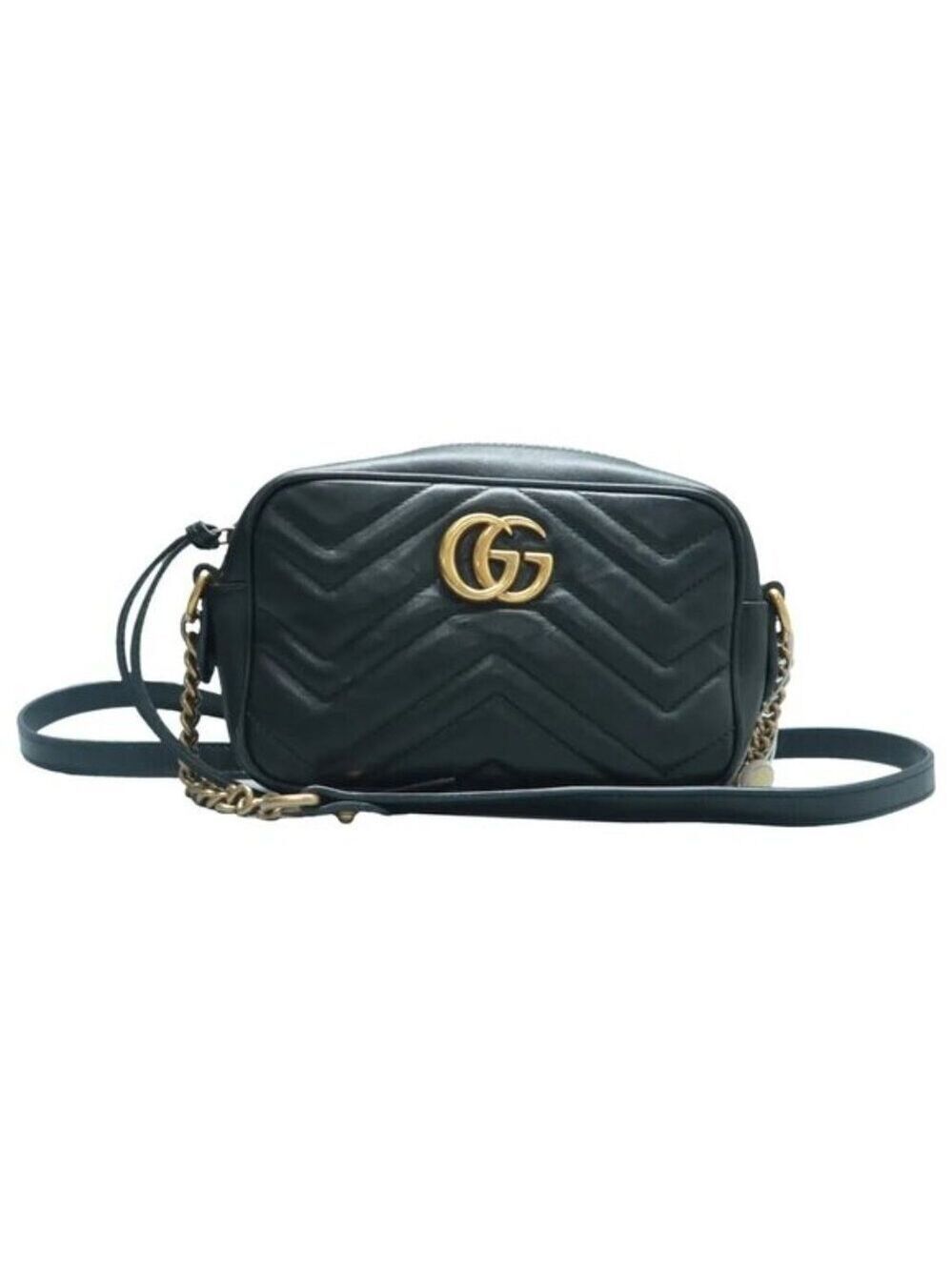 GUCCI GG Marmont Mini Black Leather Shoulder Bag 835-060625